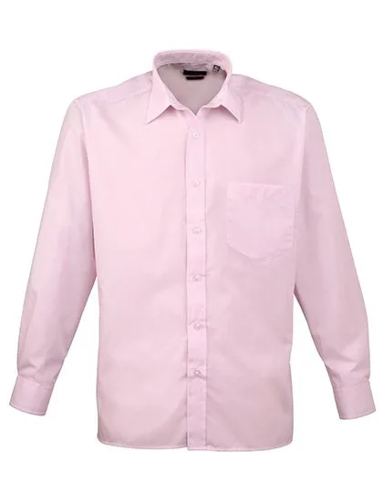 Premier Workwear Popeline Langarmhemd mit Brusttasche für Herren, Pink (ca. Pantone 707C) 44,5 (17H), PW200