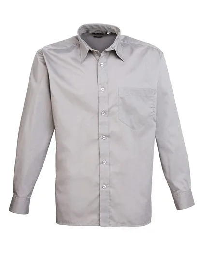 Premier Workwear Men´s Poplin Long Sleeve Shirt Silver (ca. Pantone Cool Gray 7C) 46 (XXL/18) (PW200), PW200