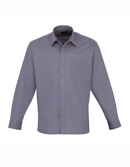 Premier Workwear Men´s Poplin Long Sleeve Shirt Steel (ca. Pantone Cool Grey 11C) 48 (19) (PW200), PW200