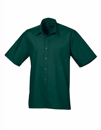 Premier Workwear Popeline Kurzarmhemd mit Brusttasche, Bottle Green 41 (16), PW202