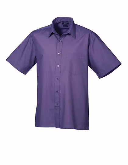 Premier Workwear Popeline Kurzarmhemd mit Brusttasche, Purple 43 (17), PW202