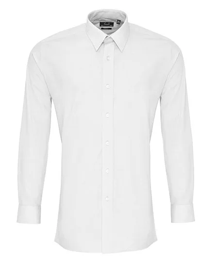 Premier Workwear Langarm Slim Fit Popeline Hemd für Herren, White 41 (16), PW204
