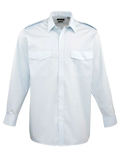 Premier Workwear Pilot Shirt Langarm mit Brusttaschen, Light Blue (ca. Pantone 2717C) 38 (15), PW210