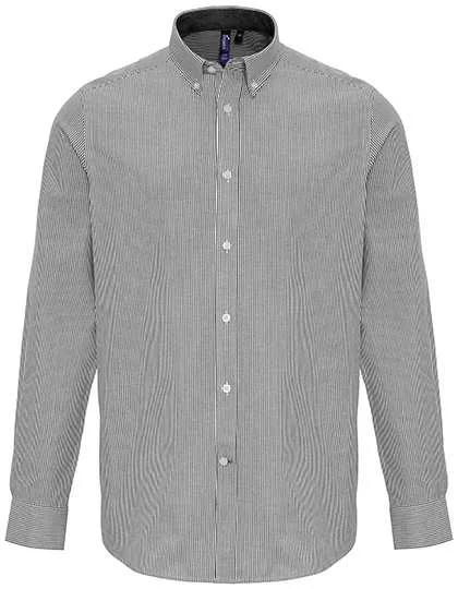 Premier Workwear Herrenhemd Slim-Fit Oxford Streifen, White/Grey (ca. Pantone 430C) S, PW238