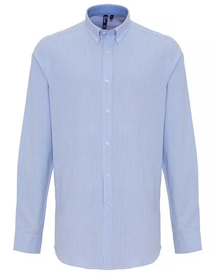 Premier Workwear Herrenhemd Slim-Fit Oxford Streifen, White/Oxford Blue (ca. Pantone 7453C) 3XL, PW238