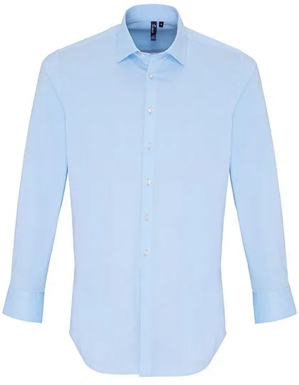 Premier Workwear Stretch Fit Popeline Langarmhemd für Herren, Pale Blue (ca. Pantone 2717C) S, PW244