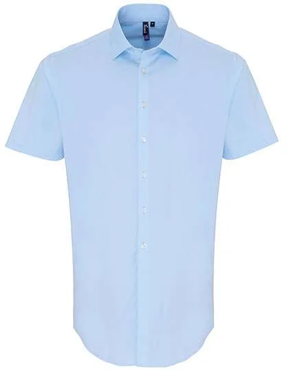 Premier Workwear Kurzarm Popeline Slim Fit Hemd für Herren, Pale Blue (ca. Pantone 2717C) L, PW246