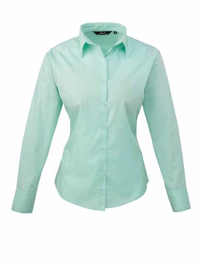 Premier Workwear Camicetta a Maniche Lunghe in Popeline 65/35 da Donna, Black (ca. Pantone Black C) 40 (M/12), PW300