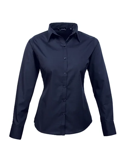 Premier Workwear Langarm Bluse Popeline 65/35 für Damen, Navy (ca. Pantone 2378C) 46 (XXL/18), PW300