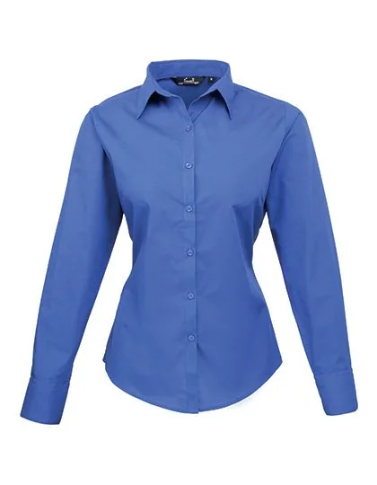Premier Workwear Langarm Bluse Popeline 65/35 für Damen, Royal (ca. Pantone 7686C) 34 (XXS/6), PW300
