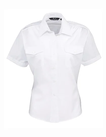 Premier Workwear Pilotenshirt Kurzarm Weiß für Damen, White 50 (4XL/22), PW312