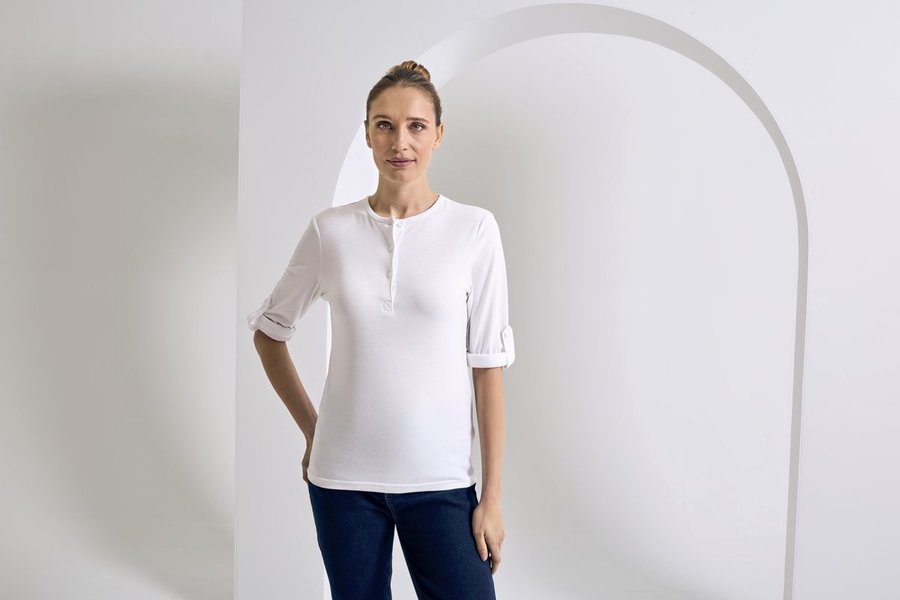 Premier Workwear Langarmshirt mit Krempelärmeln für Damen, Black (ca. Pantone Black C) XS, PW318