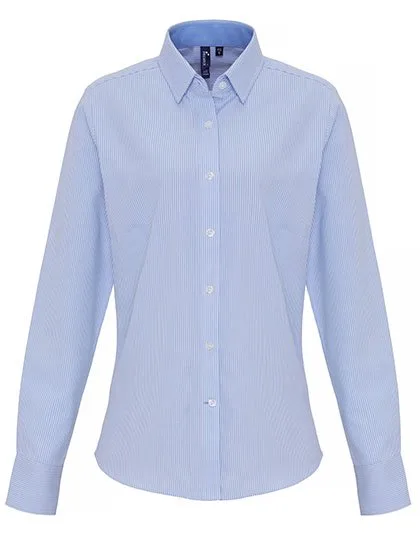 Premier Workwear Damenbluse Oxford mit Kontrastdetails, White/Oxford Blue (ca. Pantone 7453C) XL, PW338
