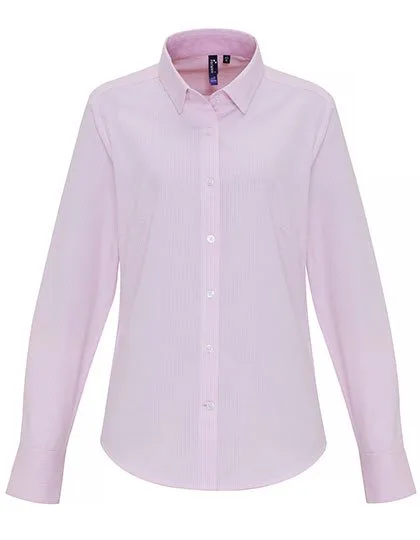 Premier Workwear Damenbluse Oxford mit Kontrastdetails, White/Pink (ca. Pantone 1895C) XL, PW338