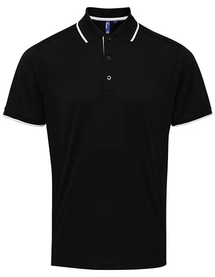 Premier Workwear Polo Coolchecker® mit Kontrastbesatz für Herren, Black (ca. Pantone Black C)/White S, PW618