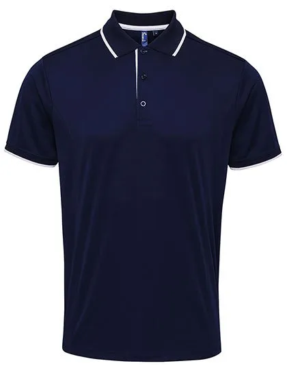 Premier Workwear Polo Coolchecker® mit Kontrastbesatz für Herren, Navy (ca. Pantone 2378C)/White L, PW618