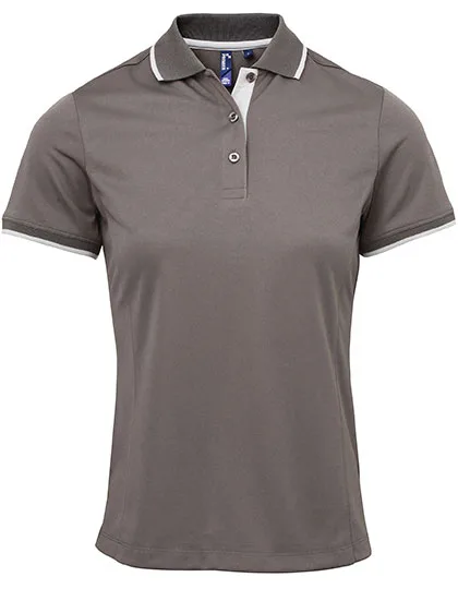 Premier Workwear Polo Slim Fit Coolchecker® Gewebe für Damen, Dark Grey (ca. Pantone 424C)/Silver (ca. Pantone 428C) XS, PW619