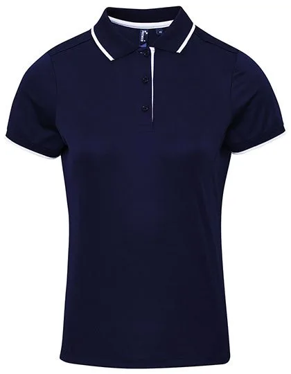 Premier Workwear Polo Slim Fit Coolchecker® Gewebe für Damen, Navy (ca. Pantone 2378C)/White XS, PW619