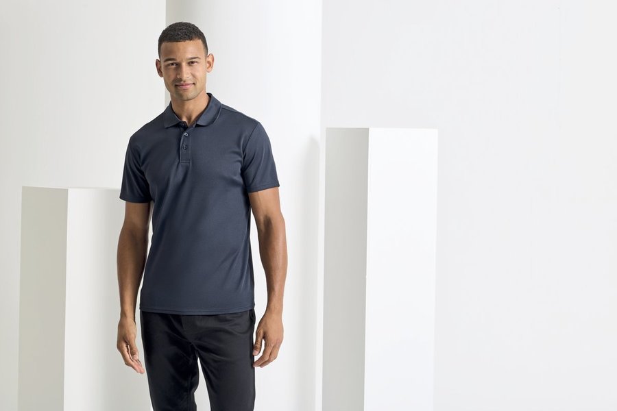 Premier Workwear Nachhaltiges Herren Polo Shirt Spun-Dyed, Black (ca. Pantone Black C) S, PW631