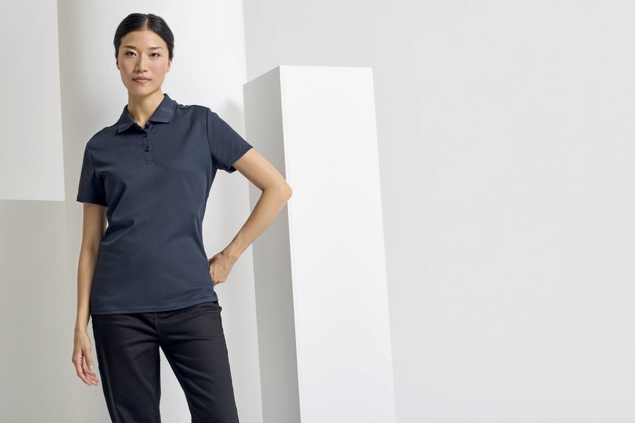 Premier Workwear Nachhaltiges Polo Shirt mit Ripp-Kragen, Black (ca. Pantone Black C) XS, PW633