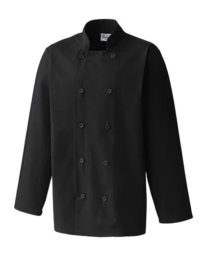 Premier Workwear Langärmelige Kochjacke mit Kunstharzknöpfen, Black (ca. Pantone Black C) S, PW657
