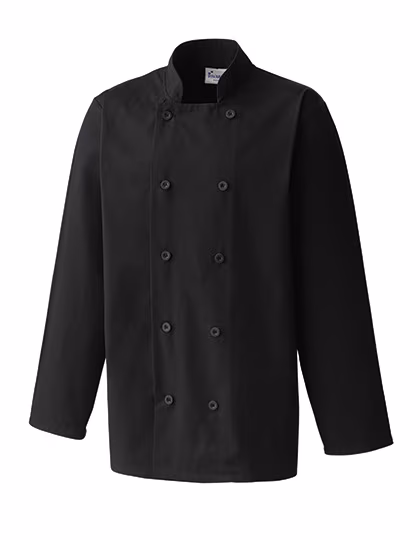 Premier Workwear Long Sleeve Chef Jacket with Resin Buttons, Black (ca. Pantone Black C) 3XL, PW657