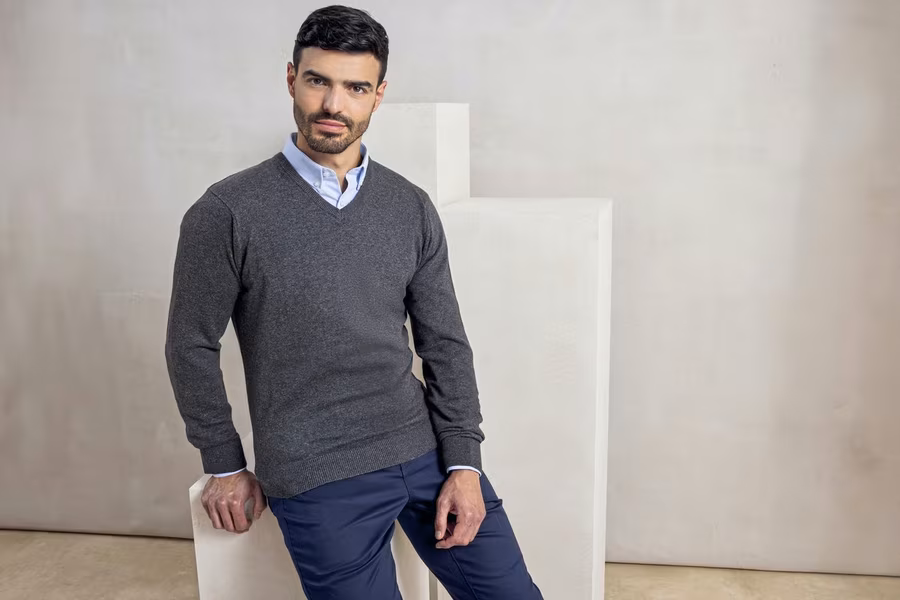 Premier Workwear V-Ausschnitt Strickpullover 12-Gauge für Herren, Red L, PW694