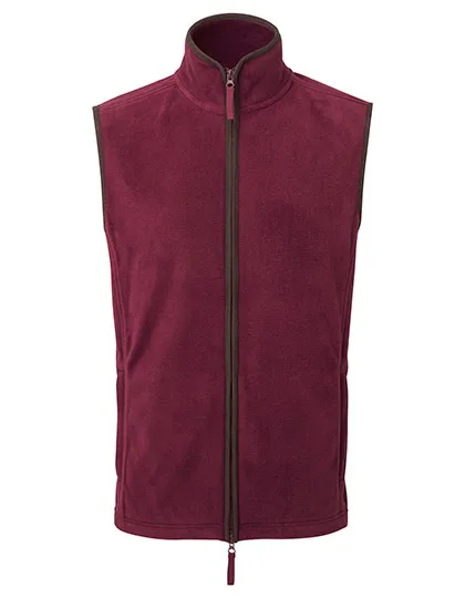 Premier Workwear Fleeceweste mit Kontraststreifen und Reißverschluss, Burgundy (ca. Pantone 209C)/Brown (ca. Pantone 4975C) S, PW803