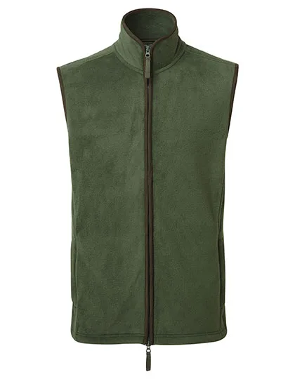 Premier Workwear Fleeceweste mit Kontraststreifen und Reißverschluss, Moss Green (ca. Pantone 2410C)/Brown (ca. Pantone 4975C) M, PW803