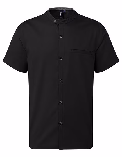 Premier Workwear Camicia a Maniche Corte Riciclata con Collo alla Coreana, White L, PW904