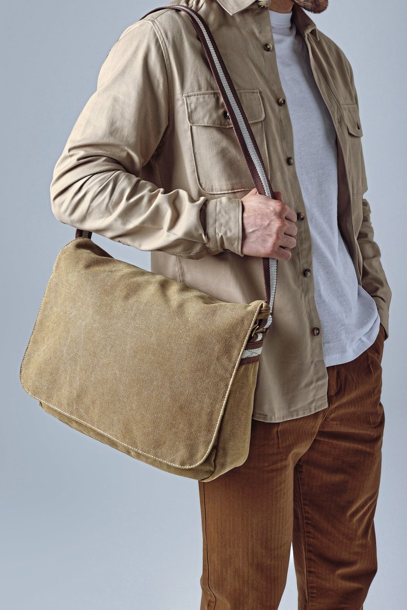 Quadra Vintage Canvas Umhängetasche 14L, Vintage Military Green 40 x 30 x 12 cm, QD610