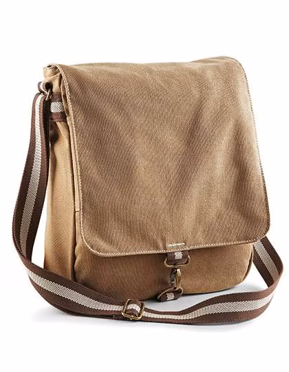 Quadra Vintage Canvas Shoulder Bag with Zip, Sahara 29 x 34 x 10 cm, QD611