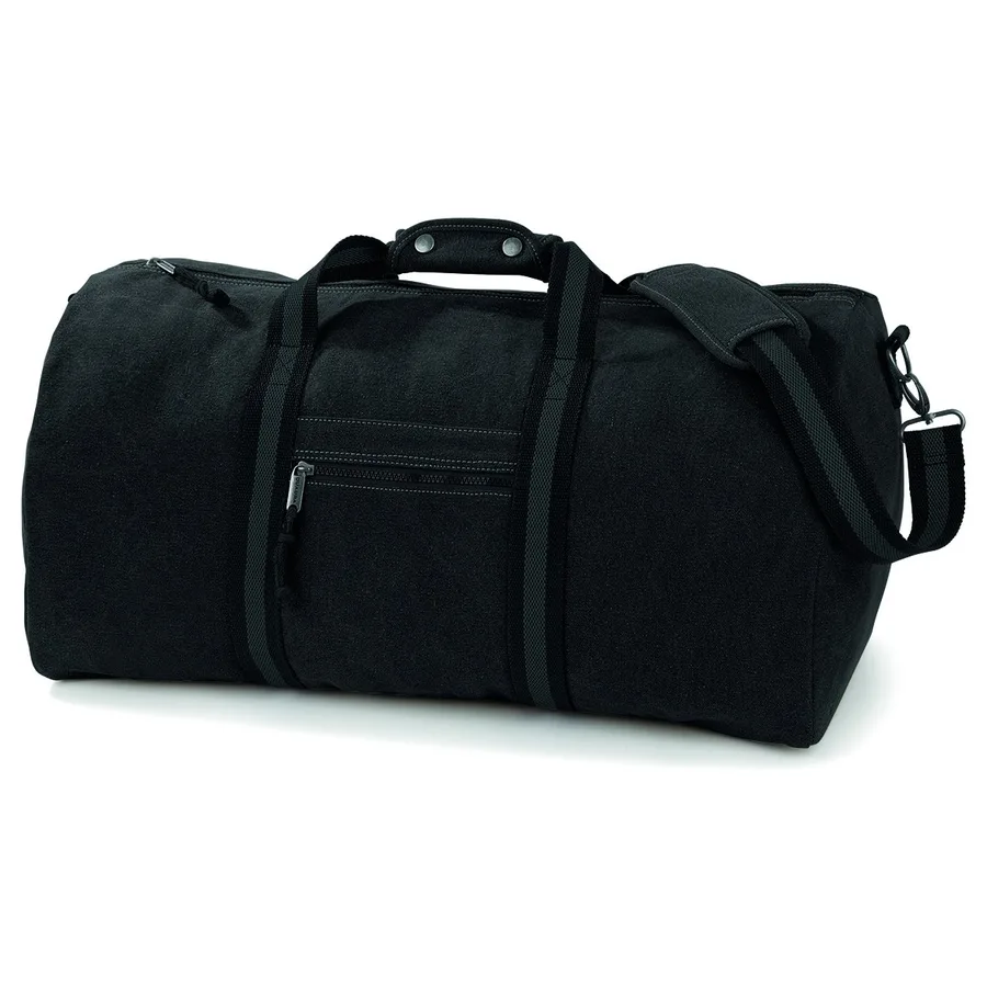 Quadra Vintage Canvas Weekender mit Schultergurt, Vintage Black 58 x 30 x 30 cm, QD613