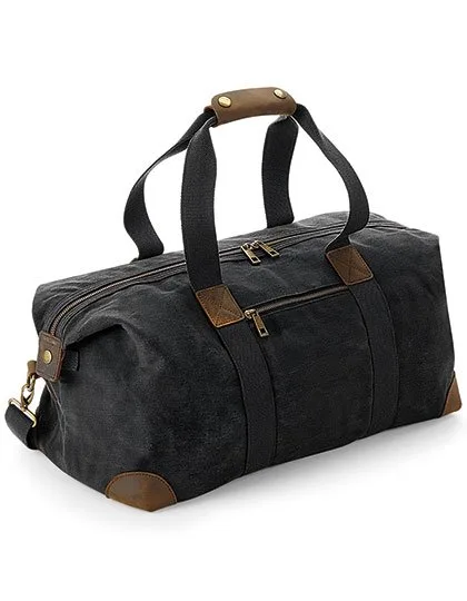 Quadra Sac de voyage en toile cirée avec détails en cuir, Black 48 x 26 x 24 cm, QD650