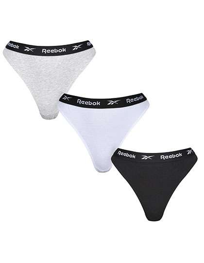 Reebok Lotty Thong 3er-Pack Baumwolle, Black/White XS, RBK9626