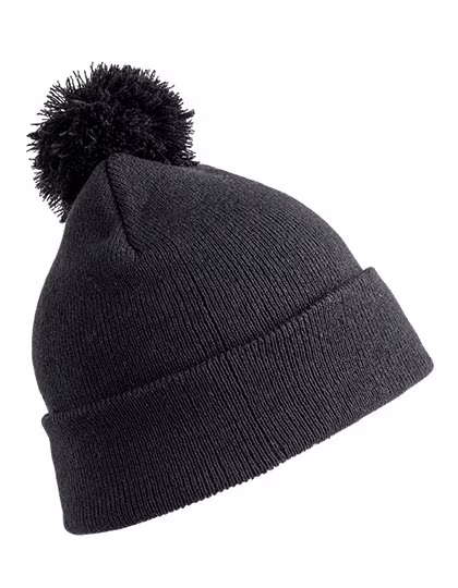 Result Winter Essentials Pom Pom Beanie aus schwerem Polyacryl, Black One Size, RC028