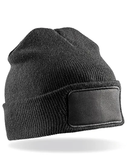 Result Winter Essentials Double Knit Thinsulate™ Beanie with Printer Patch, Black One Size, RC034