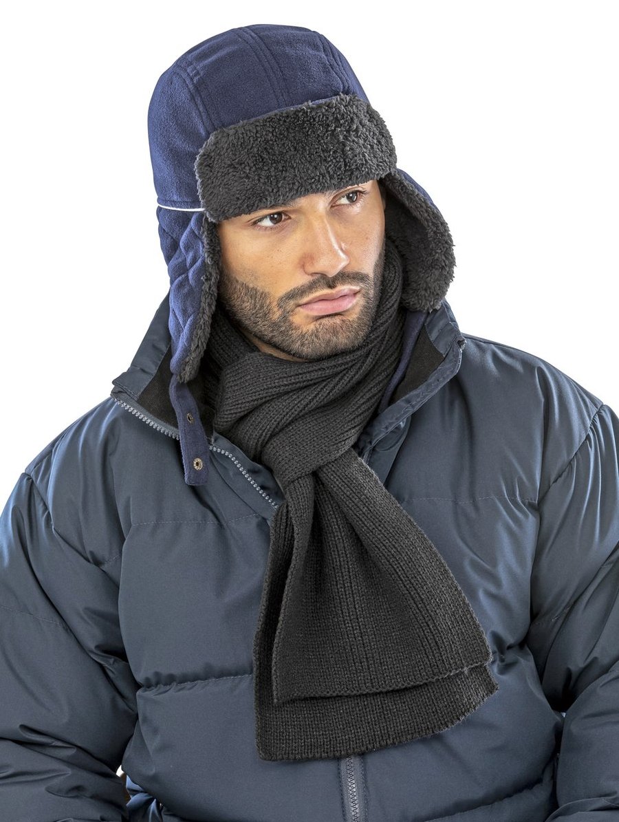 Result Winter Essentials Ocean Trapper Mütze mit Ohrenschützern, Black/Grey L/XL, RC32