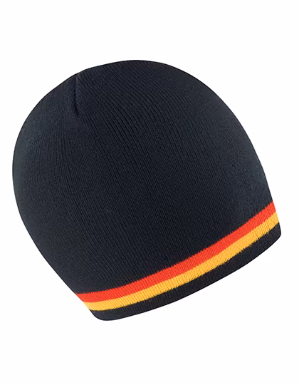 Result Winter Essentials Berretto National con strisce a contrasto, Red/Yellow One Size, RC368
