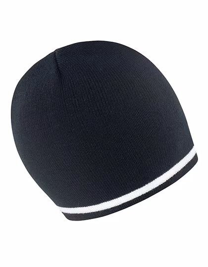 Result Winter Essentials National Beanie mit Kontraststreifen, Black/White One Size, RC368