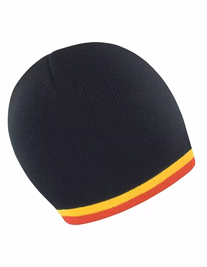 Result Winter Essentials National Beanie mit Kontraststreifen, Black/Yellow One Size, RC368
