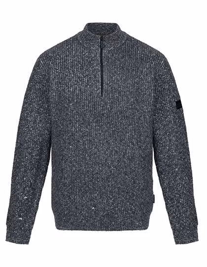 Regatta Professional Solomon Zip-Neck Strickpullover Grau/Navy, Dark Grey Marl S, RG0673