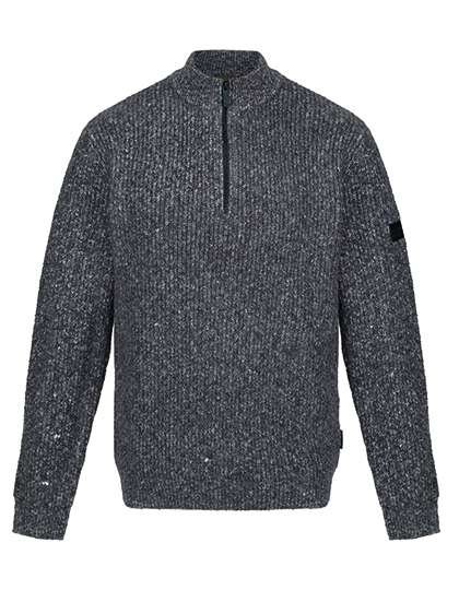 Regatta Professional Solomon Zip-Neck Strickpullover Grau/Navy, Dark Grey Marl S, RG0673