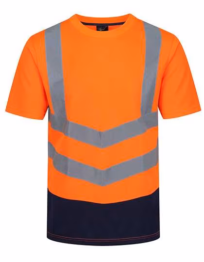 Regatta High Visibility Hi-Vis Kurzarm T-Shirt mit Reflexstreifen, Yellow/Navy 3XL, RG194