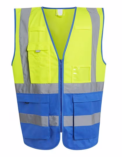 Regatta Professional Hi-Vis Warnweste mit Reißverschluss, Yellow/Royal Blue S, RG2510