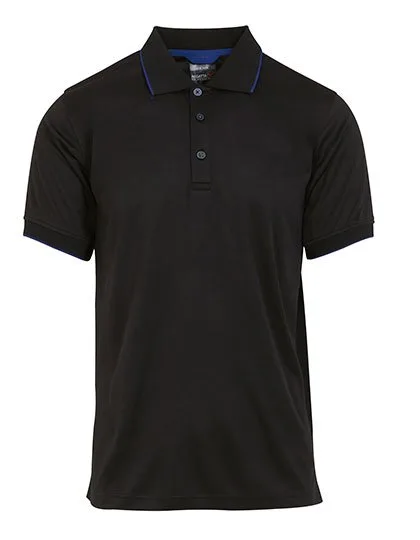 Regatta Professional Antibakterielles Kurzarm-Poloshirt aus Piqué, Black/New Royal XL, RG264