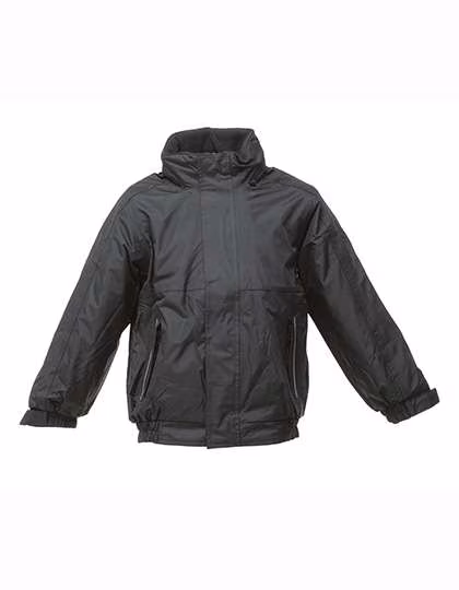 Regatta Junior Wasserdichte Kinderjacke mit Kapuze, Black/Ash (Heather) 104 (3-4 Jahre), RG418