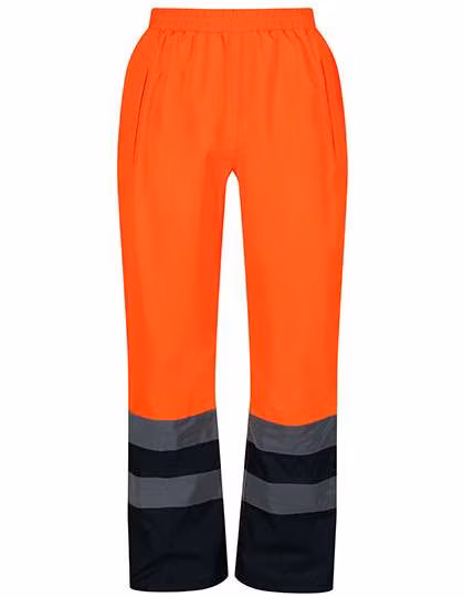 Regatta High Visibility High-Visibility Rain Trousers made of Polyester, Orange/Navy XL, RG5050