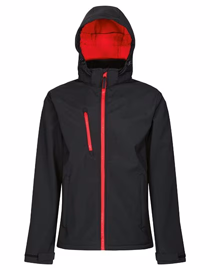 Regatta Professional Venturer 3-Layer Softshell Jacket with Hood, Black/Classic Red L, RG701