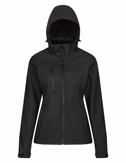 Regatta Professional Softshell-Jacke 3-lagig mit Kapuze für Damen, Black/Black 46 (20), RG702